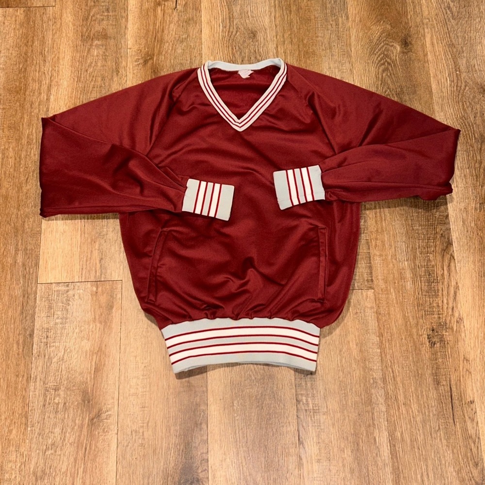 Vintage BIKE 4591 Maroon V-Neck Windshirt Pullover Made in USA Mens Small